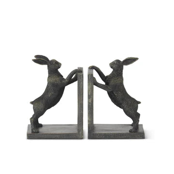 Black & Gold Resin Rabbit Bookends