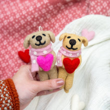 Valentine's Dog Felt Wool Ornament - Heart, Love
