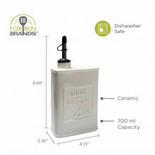 White Ceramic Oil Can, 700 ML Olive Oil Dispenser