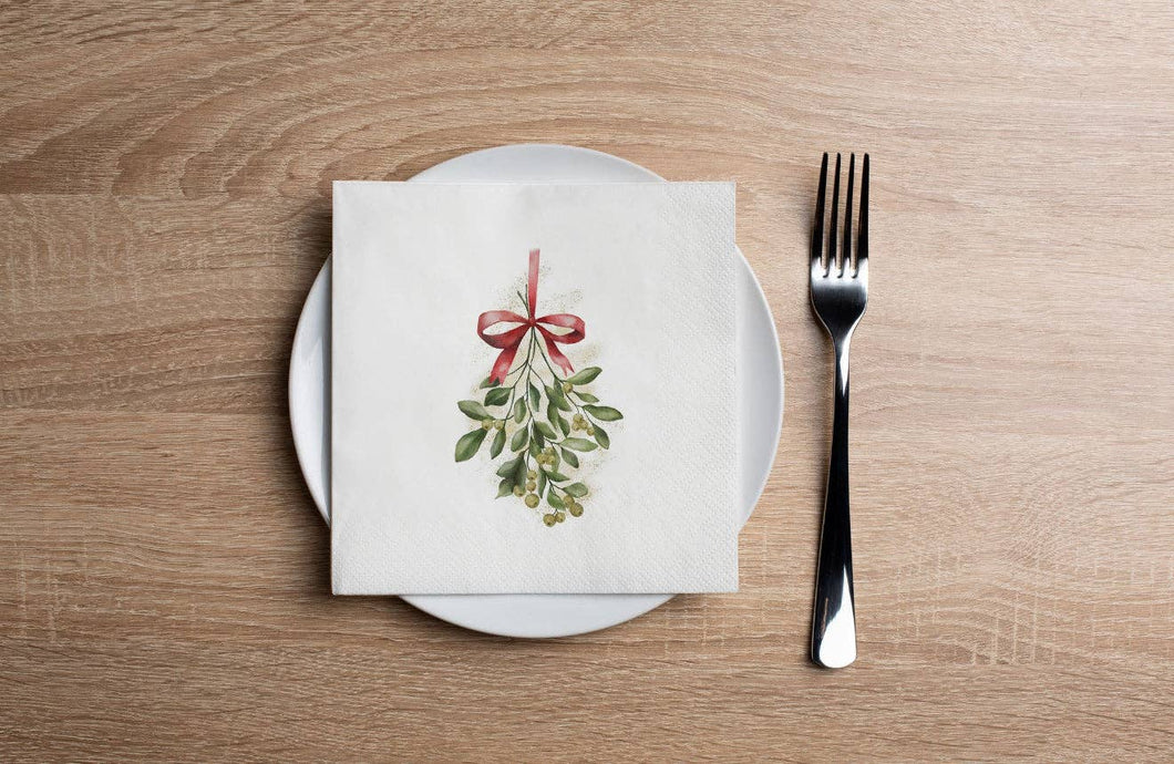 Mistletoe Cocktail Napkin - Christmas