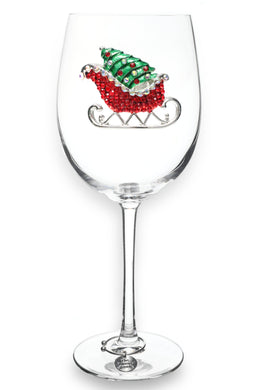 Christmas Sleigh Stemmed Wine Glass