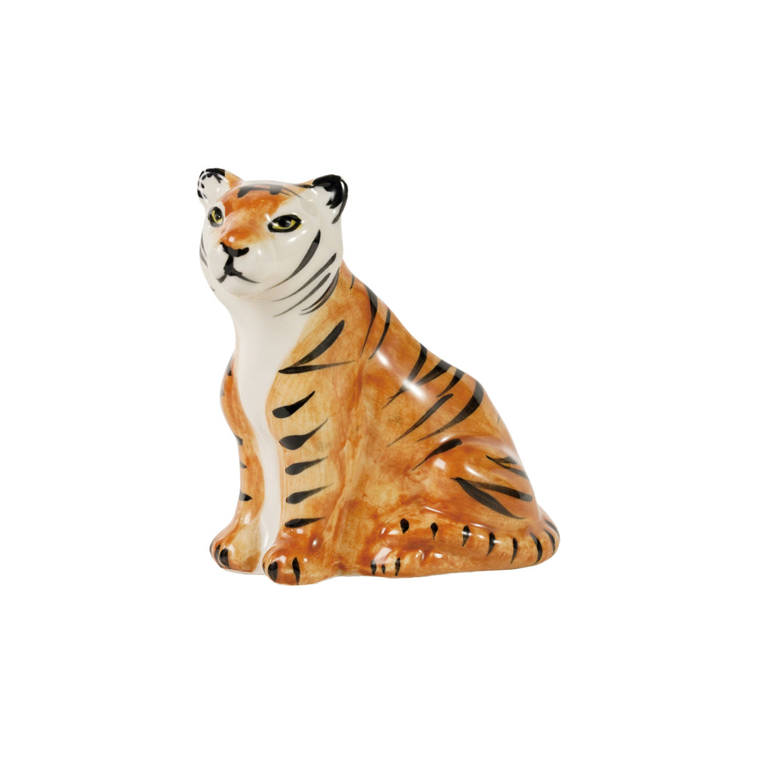 Hand Painted Stoneware Tiger Vase