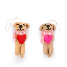 Valentine's Dog Felt Wool Ornament - Heart, Love
