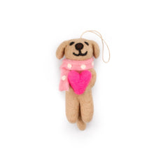Valentine's Dog Felt Wool Ornament - Heart, Love