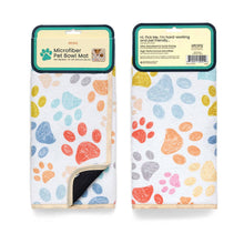 Paw Prints Microfiber Pet Bowl Mat, Cat & Dog Food Placemat