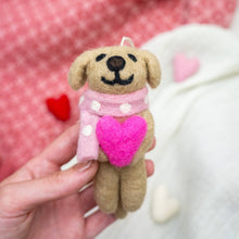 Valentine's Dog Felt Wool Ornament - Heart, Love