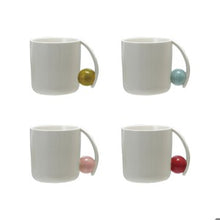 Stoneware Mug W/ Multi Color Ball Handle