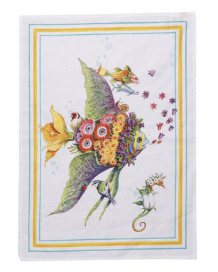 Pesciflora Turquoise Kitchen Towel