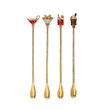 Holiday Cocktail Spoon with Enameled Beverage Icon Handle