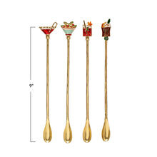 Holiday Cocktail Spoon with Enameled Beverage Icon Handle