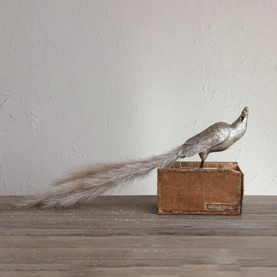 Fabric & Feather Peacock w/LED Lights