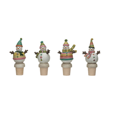 Resin Snowman Bottle Stopper, 4 Styles ©