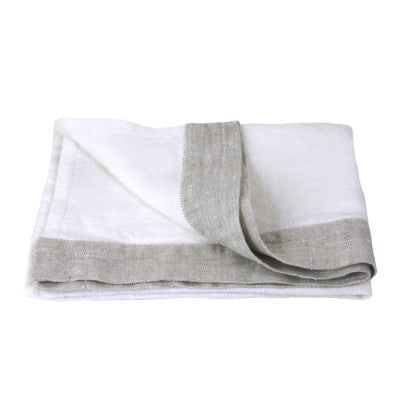 Linen Towel-White W/Natural Trim