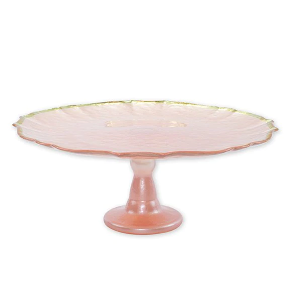 Baroque Glass Pink Cake Stand