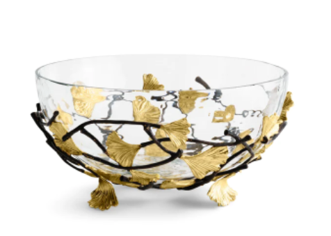 Golden Ginkgo Medium Glass Bowl
