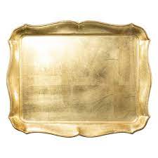 Florentine Wood Gold Tray Rect